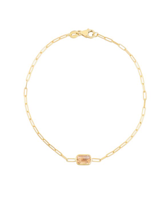 14K Citrine Paperclip Bracelet