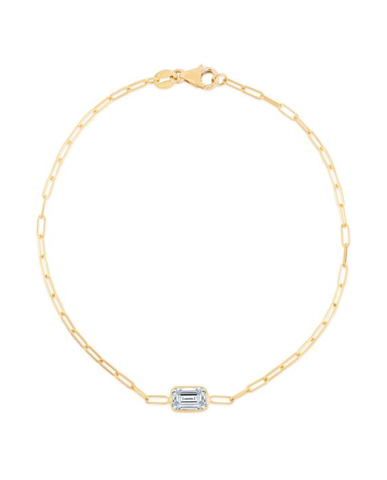 14K White Topaz Paperclip Bracelet