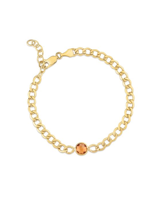 14K Citrine Curb Chain Bracelet