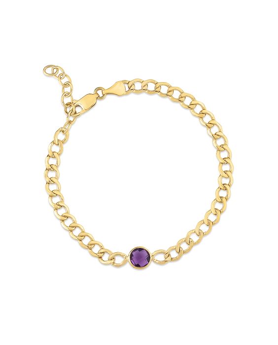 14K Amethyst Curb Chain Bracelet