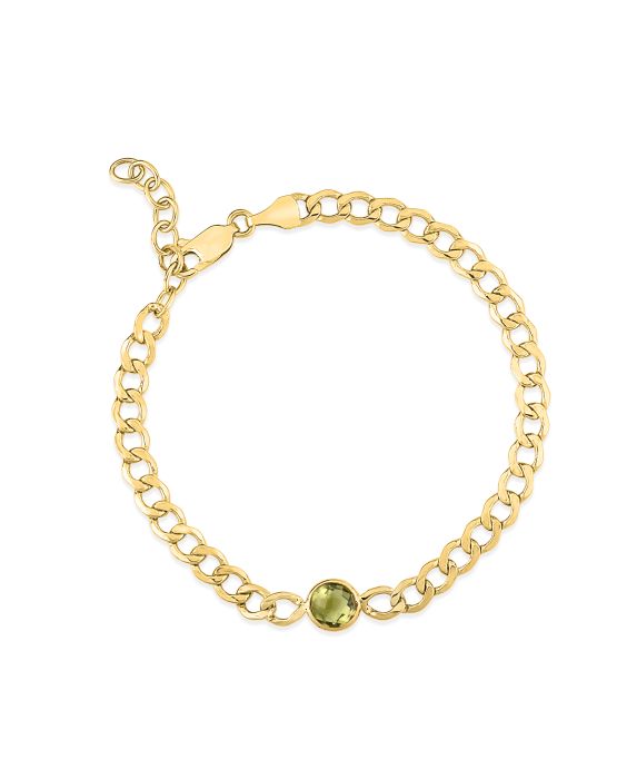 14K Peridot Curb Chain Bracelet