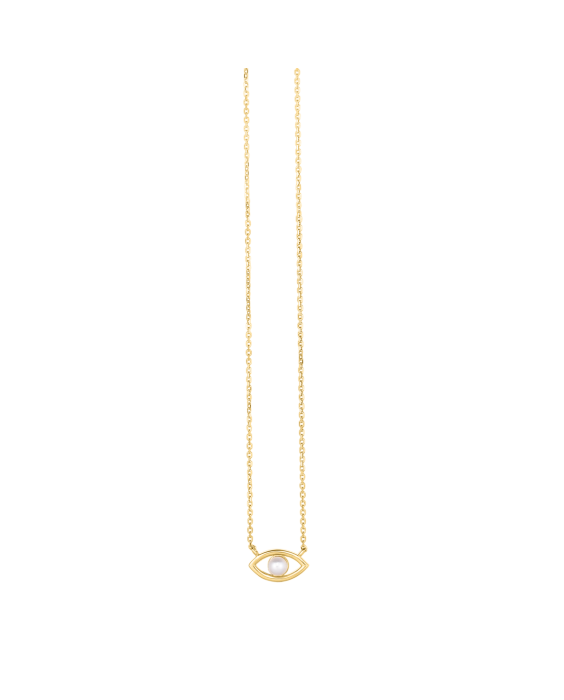 14K Pearl Evil Eye Necklace