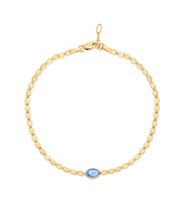 14K Blue Topaz Mirrored Chain