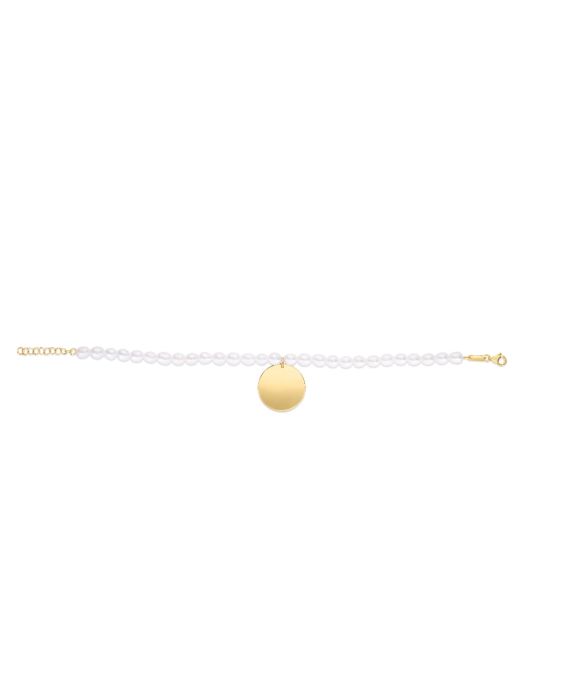14K Pearl Tag Charm Bracelet