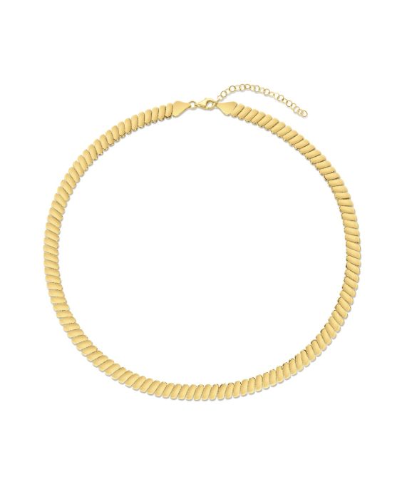 14K Gold Rib Link Necklace