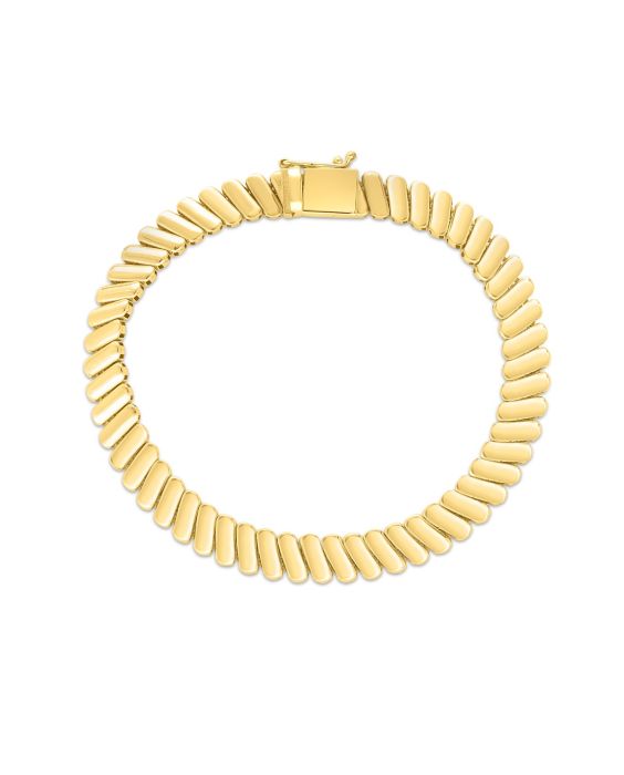 14K Gold Rib Link Bracelet