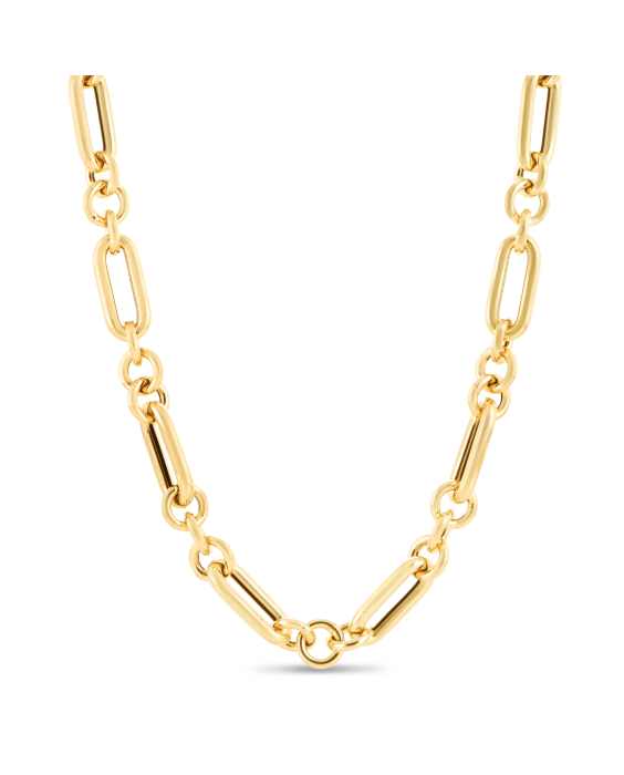14K Gold Metropolitan Alternating Paperclip Round Links Chain 