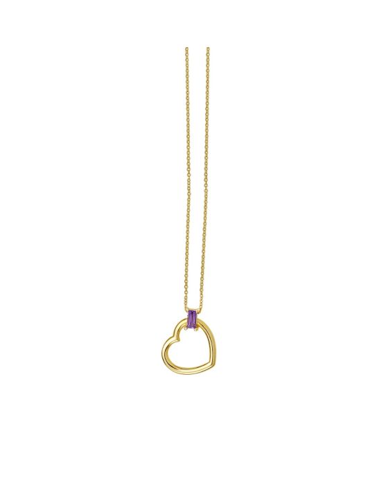 14K Baguette Gemstone Heart Necklace