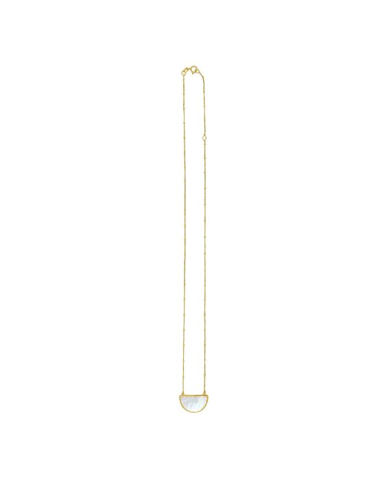 14K MOP Geometric Half Moon Necklace