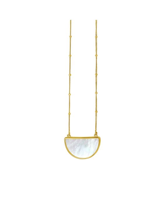 14K MOP Geometric Half Moon Necklace