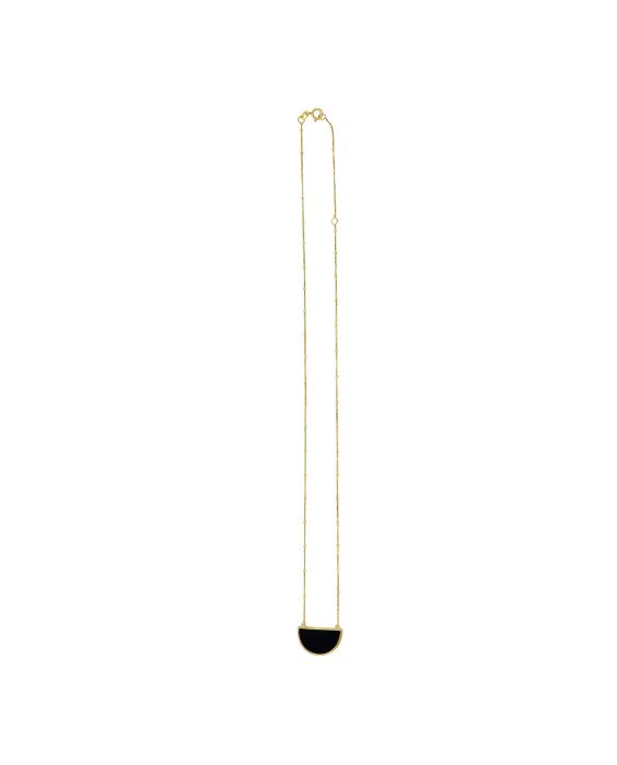 14K Onyx Geometric Half Moon Necklace