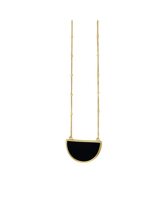 14K Onyx Geometric Half Moon Necklace