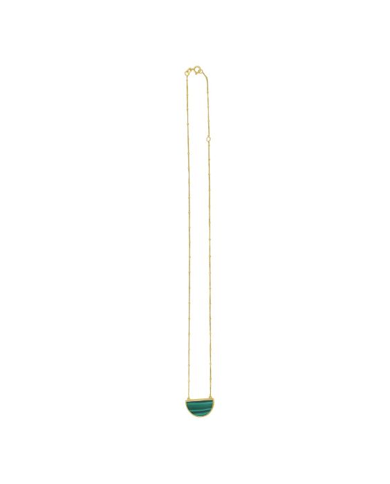 14K Malachite Geometric Half Moon Necklace