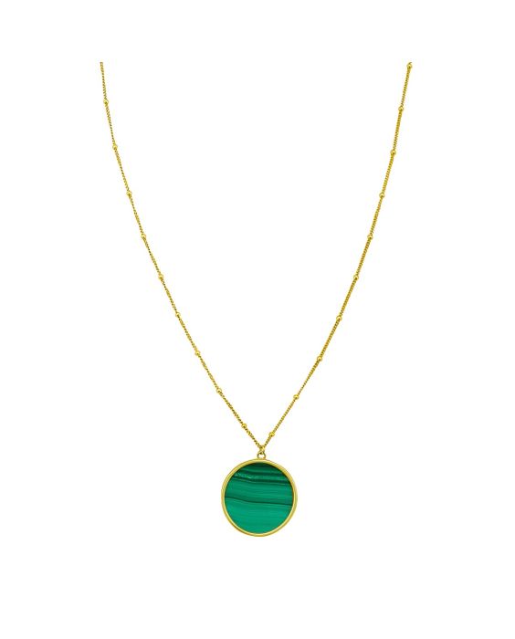 14K Malachite Inlay Circle Necklace