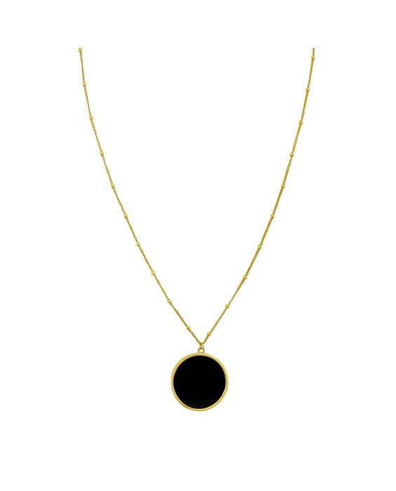 14K Onyx Inlay Circle Necklace