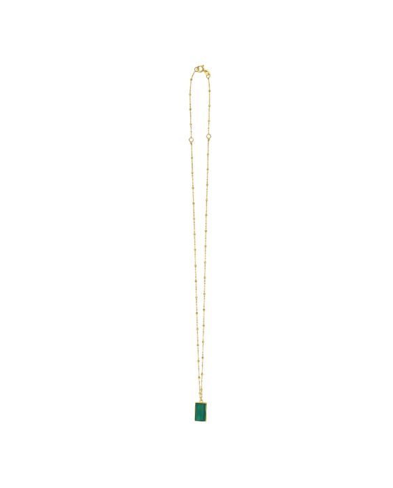 14K Malachite Geometric Gem Rectangle Necklace
