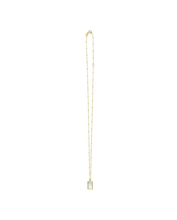 14K MOP Geometric Gem Rectangle Necklace