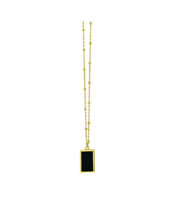 14K Onyx Geometric Rectangle Pendant