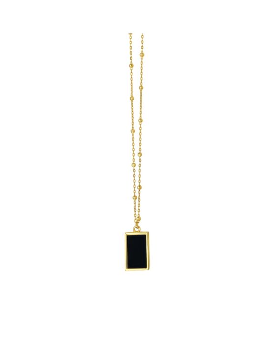 14K Onyx Geometric Rectangle Pendant