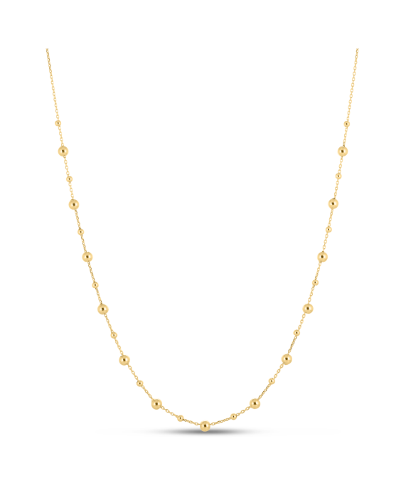 14K Gold Bead Station Necklace