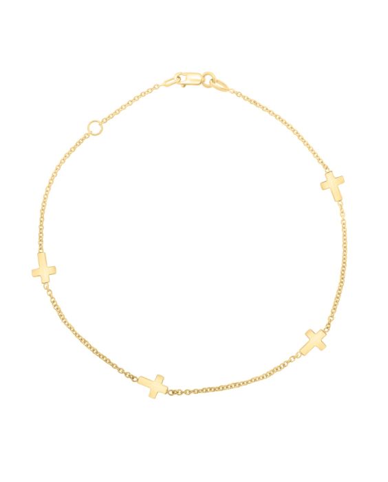 14K Gold Cross Anklet