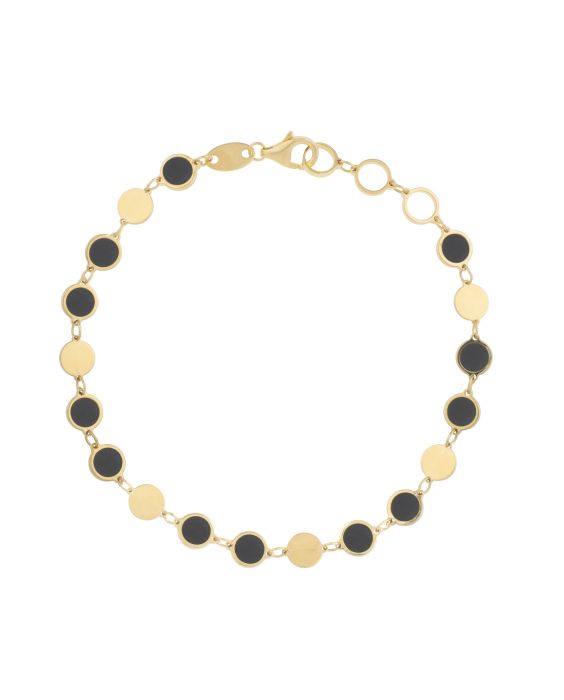 14K Onyx Geometric Mirror Gem Chain Bracelet