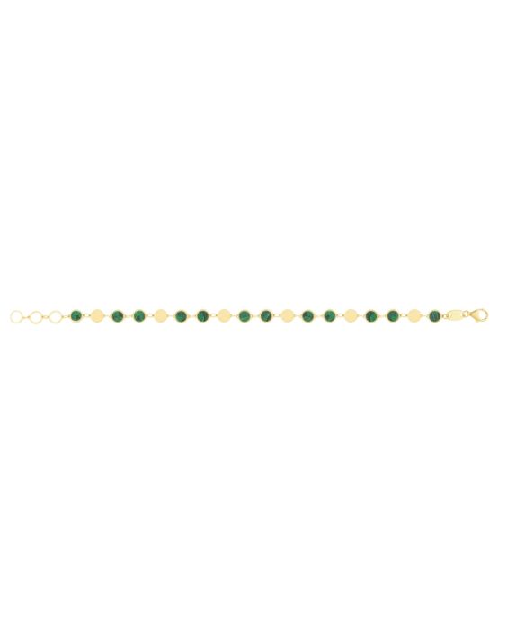 14K Malachite Geometric Mirror Gem Chain Bracelet
