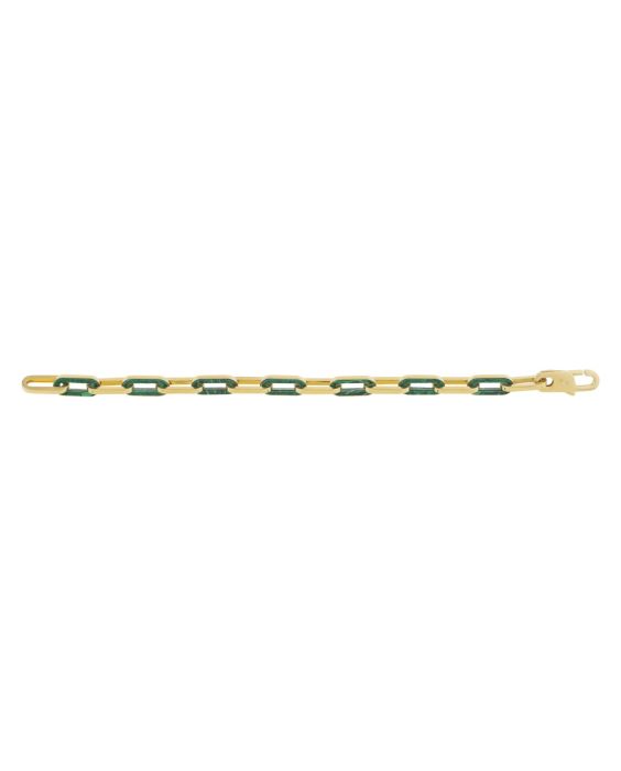 14K Malachite Paperclip Gem Link Bracelet