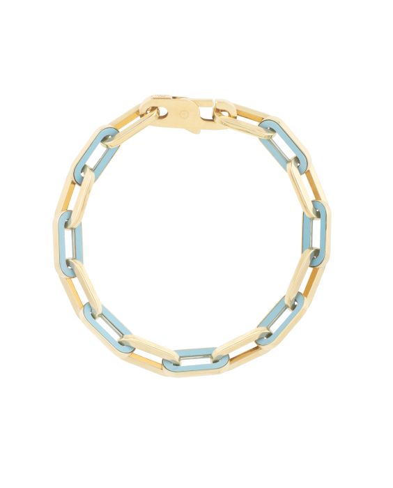 14K Turquoise Paperclip Gem Link Bracelet
