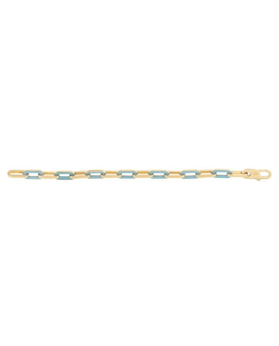 14K Turquoise Paperclip Gem Link Bracelet