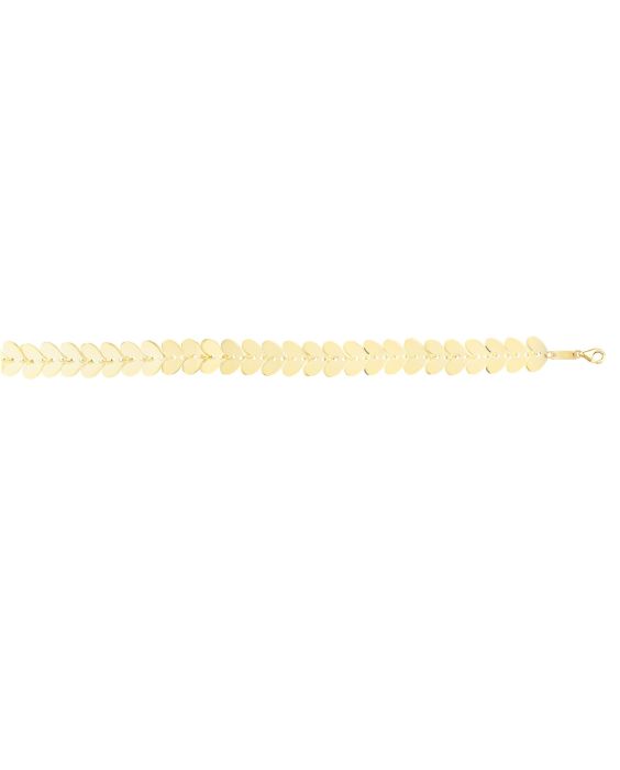 14K Polished Heart Link Chain Bracelet
