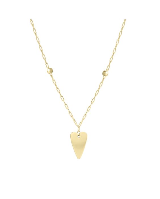 14K Elongated Heart &amp; Bead Station Necklace 