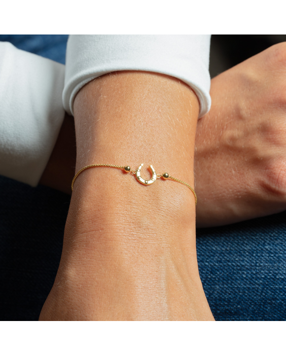 14K Adjustable Horseshoe Bolo Bracelet