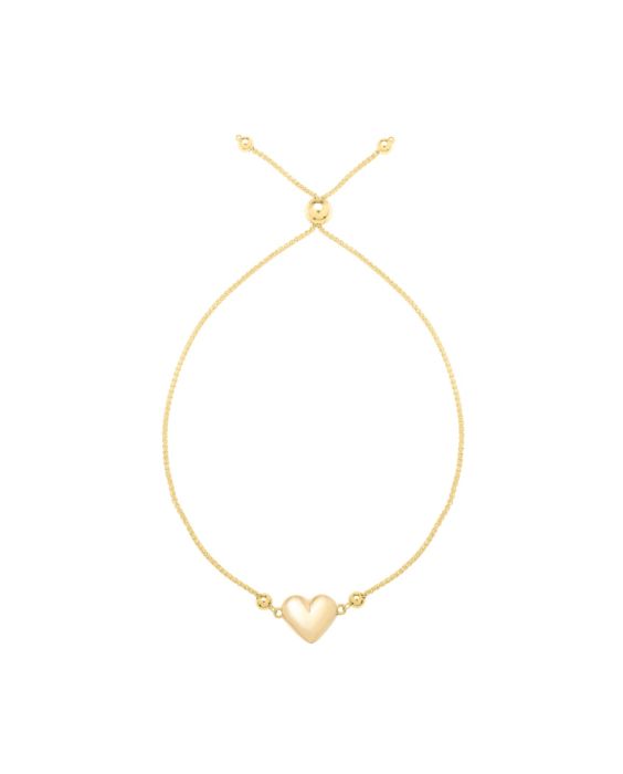14K Adjustable Heart Bolo Bracelet