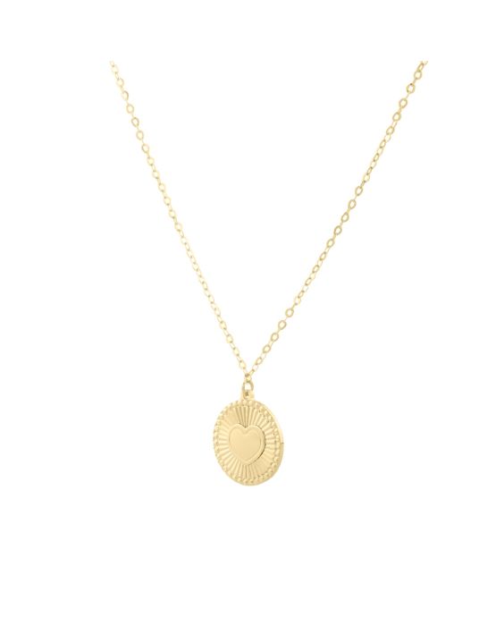 14K Radiating Heart Medallion Necklace 