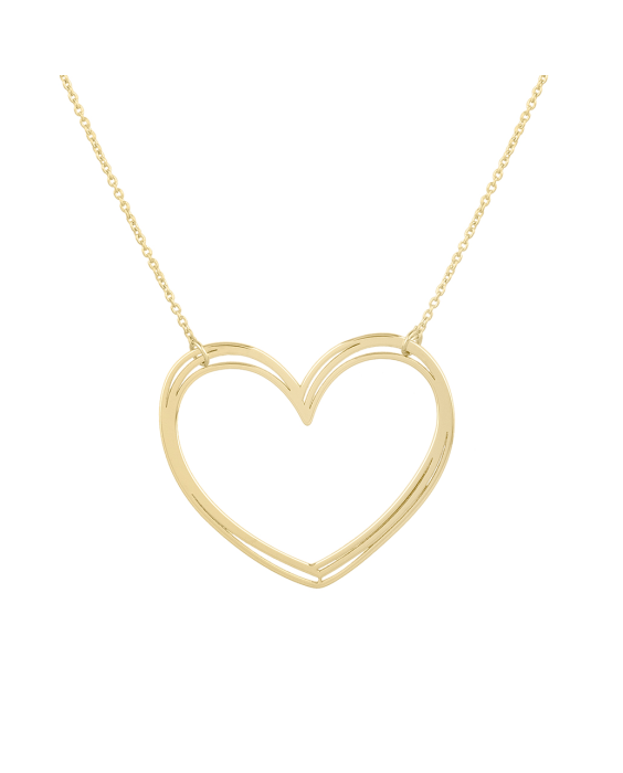 14K Large Open Heart Necklace 