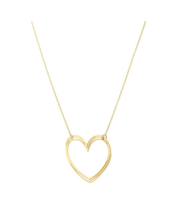14K Large Open Heart Necklace 