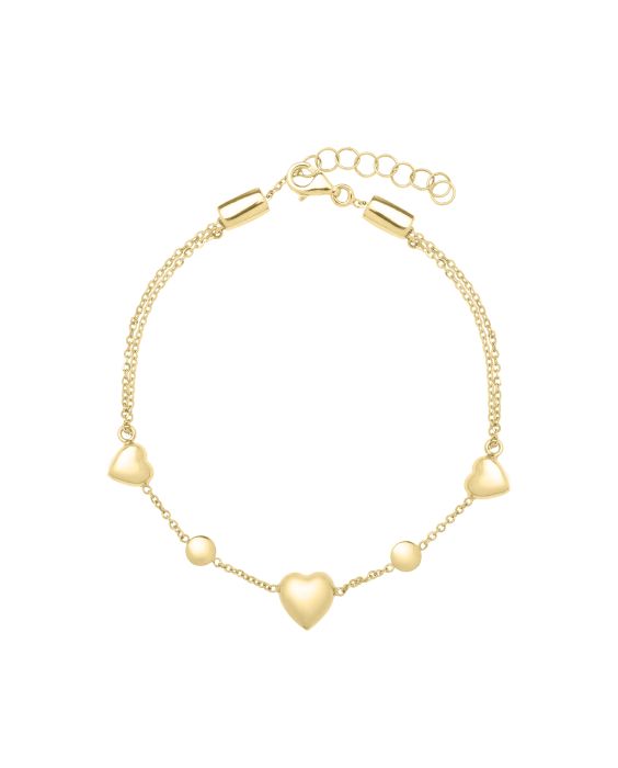 14K Adjustable Puff Heart Bead Bracelet/Anklet