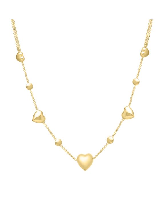 14K Adjustable Puff Heart Bead Necklace