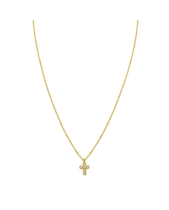 14K Petite Diamond Cross Necklace