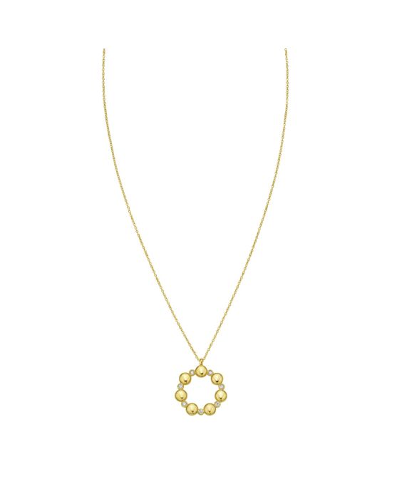 14K Diamond Circle Bauble Necklace
