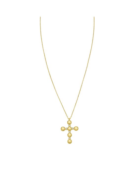 14K Diamond Cross Bauble Necklace