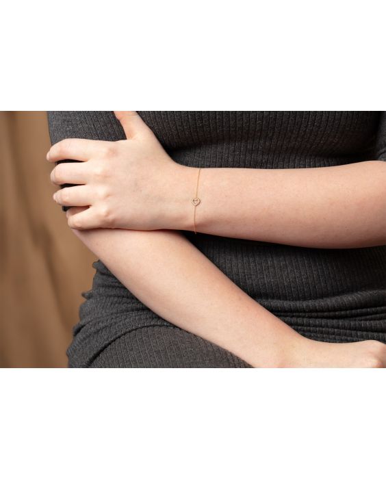 14K Petite Diamond Heart Bracelet