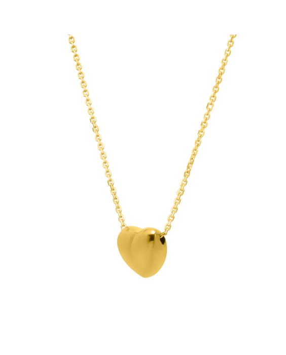 14K Gold Small Puffed Up Heart Necklace