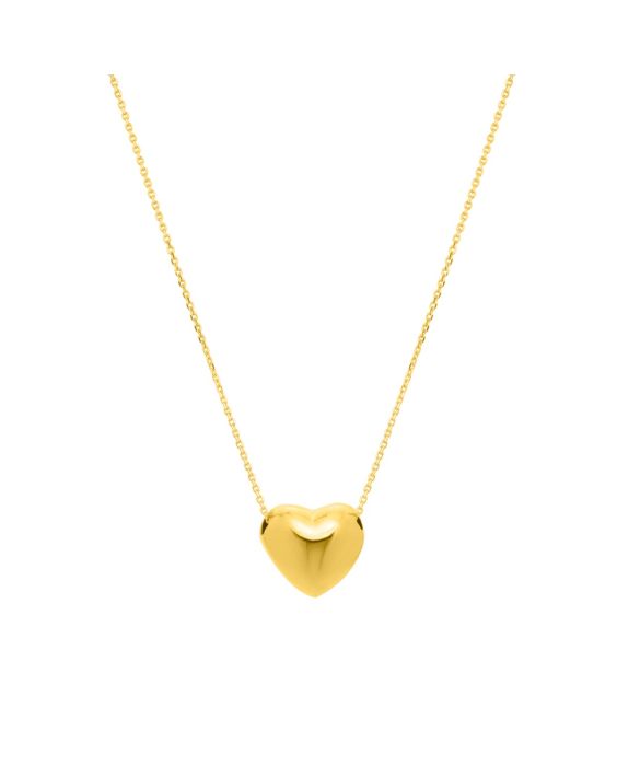 14K Gold Small Puffed Up Heart Necklace