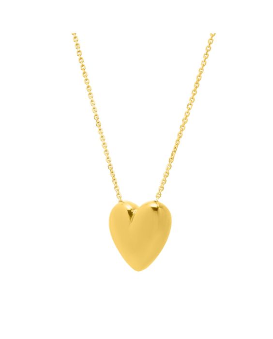 14K Gold Large Puffed Up Heart Necklace
