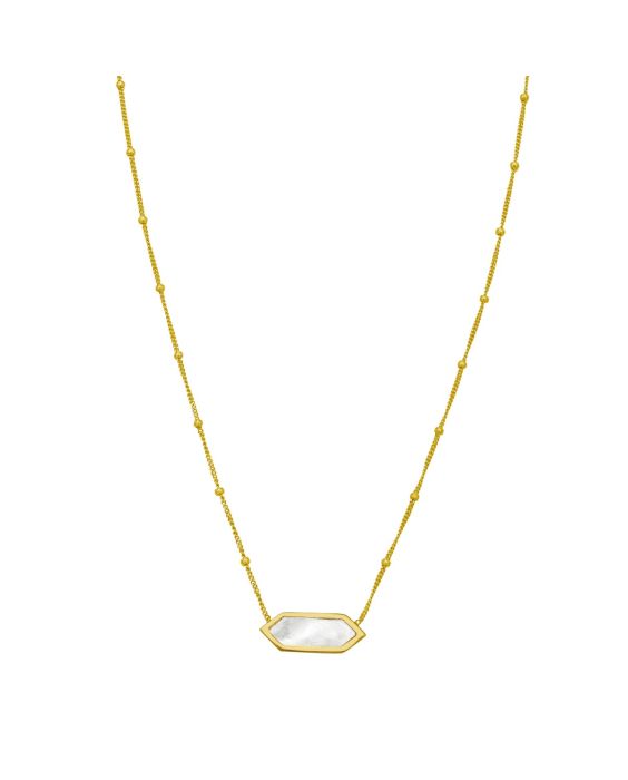 14K Hexagon Mother of Pearl Necklace