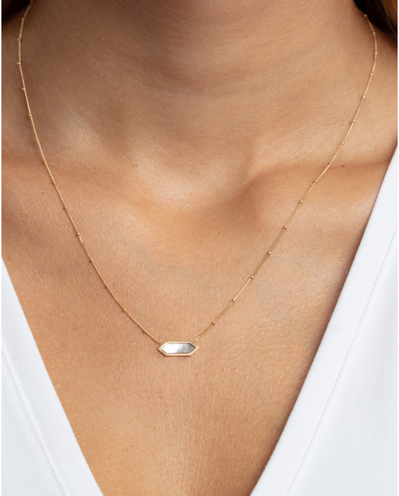 14K Hexagon Mother of Pearl Necklace
