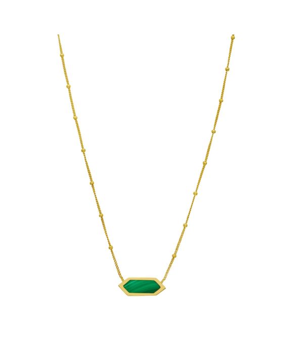 14K Hexagon Malachite Necklace