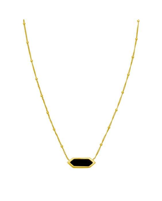 14K Hexagon Onyx Necklace